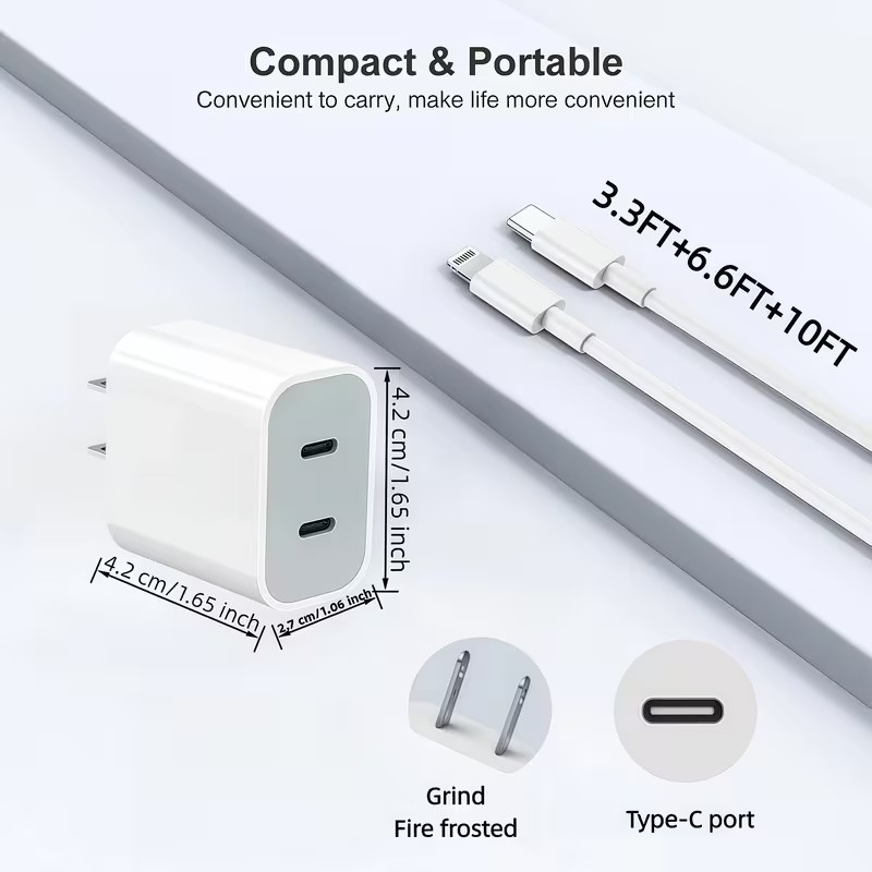 Cargador Rápido PD con Cable Tipo C a Lightning para iPhone