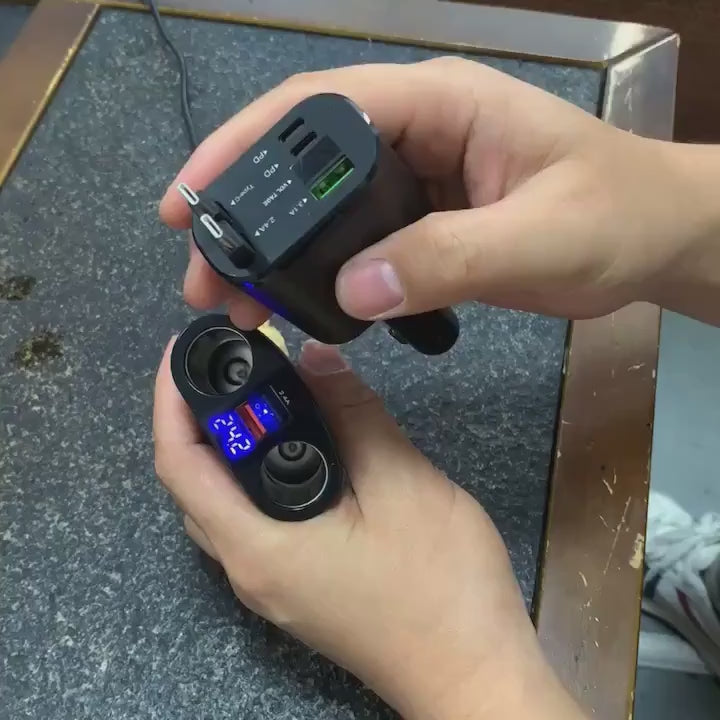 Cargador Rápido para Auto 5 en 1 – 120W con Puertos PD y Carga Ultra Rápida