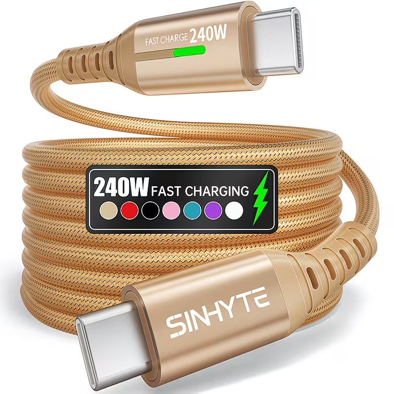 Cable USB-C a USB-C 240W – Carga Súper Rápida con Pantalla y Máxima Resistencia