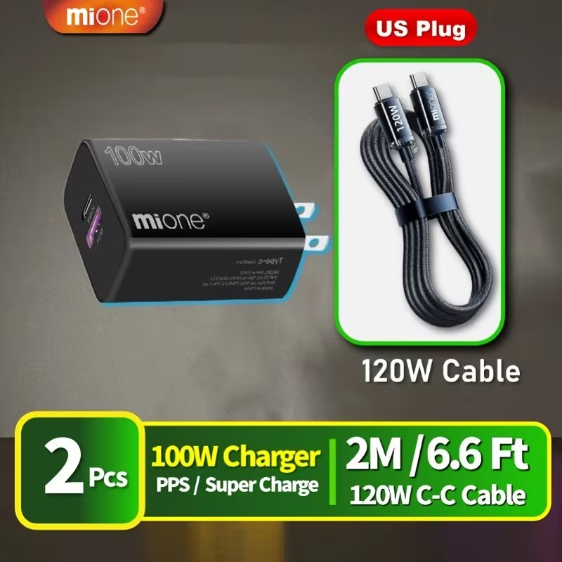 Cargador Súper Rápido 100W + Cable 120W – Doble Puerto para iPhone y Android