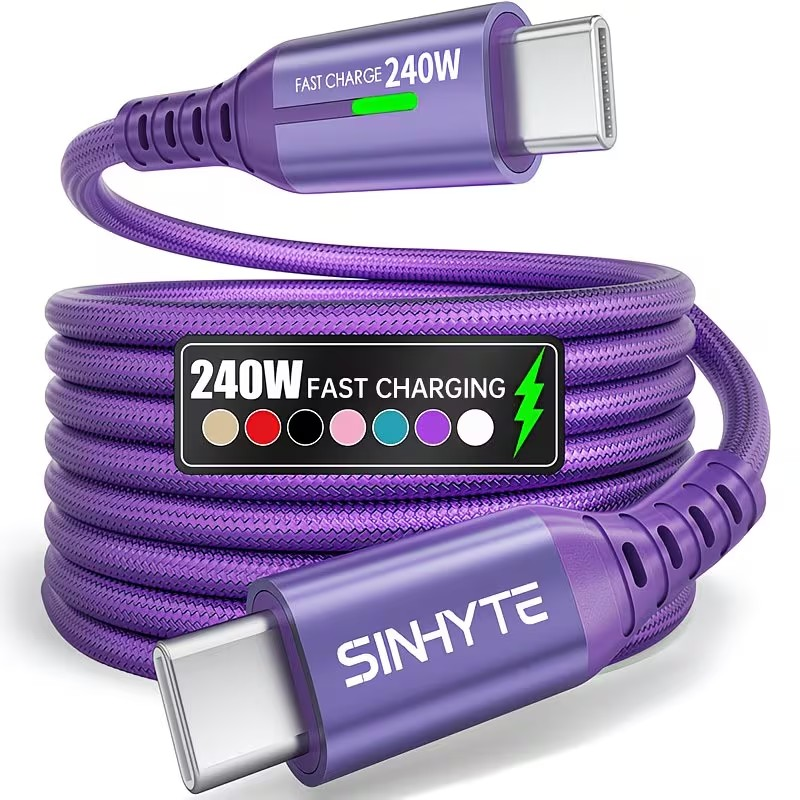 Cable USB-C a USB-C 240W – Carga Súper Rápida con Pantalla y Máxima Resistencia