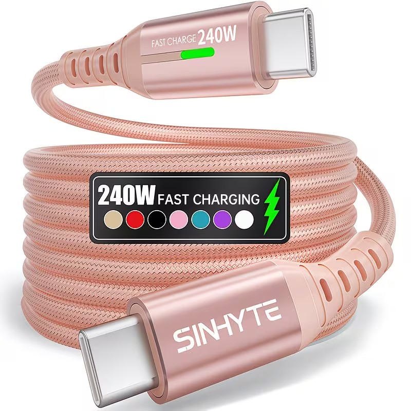 Cable USB-C a USB-C 240W – Carga Súper Rápida con Pantalla y Máxima Resistencia