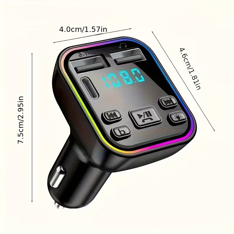 Cargador para Auto con Bluetooth, FM y Carga Rápida – Música, Llamadas y Energía en un Solo Dispositivo