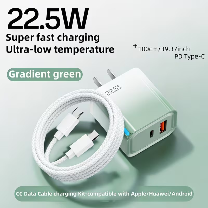 Cargador Rápido GaN 22.5W + Cable – Compacto, Potente y Compatible con Todo