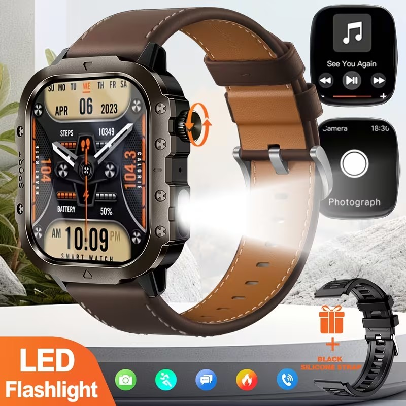 Reloj Inteligente 2.01” para Exteriores 2026 – Fitness, Linterna y Llamadas Bluetooth (Android / iOS)