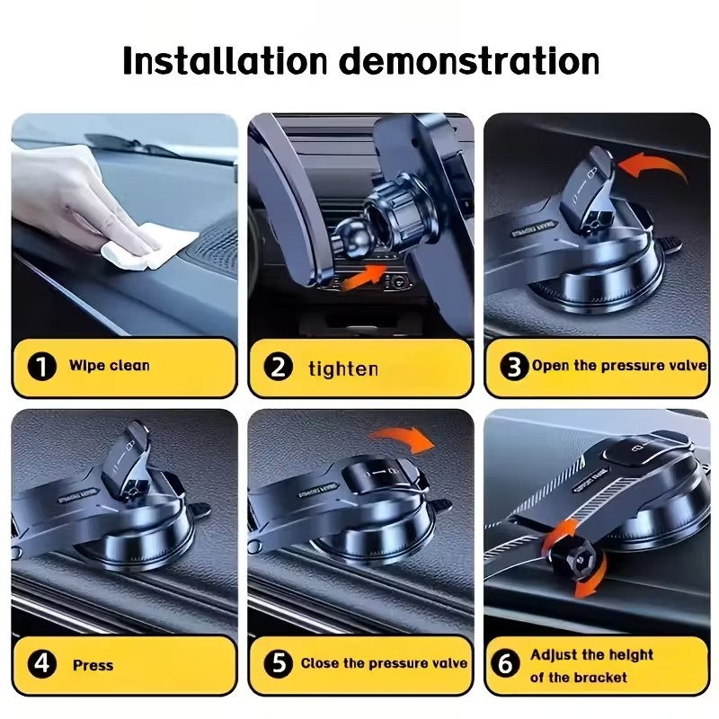 Soporte para Celular de Carro 360° con Ventosa – Firme, Ajustable y Seguro