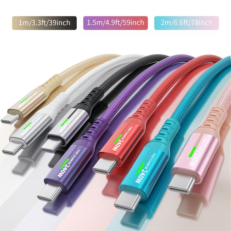 Cable USB-C a USB-C 240W – Carga Súper Rápida con Pantalla y Máxima Resistencia