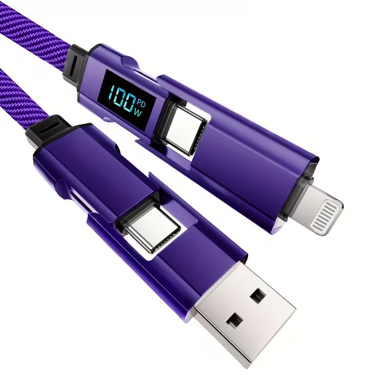 Cable 4 en 1 Carga Rápida 100W con Pantalla Digital