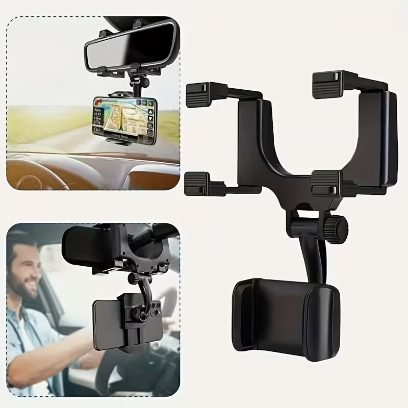 Soporte para Celular de Carro con Pinza – Ajuste 360° y Máxima Estabilidad