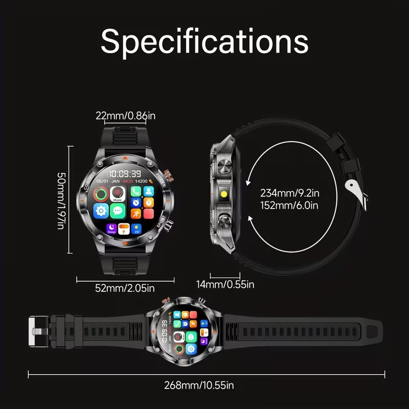 Smartwatch Pantalla: 1.46” AMOLED (alta definición) y Batería de Larga Duración