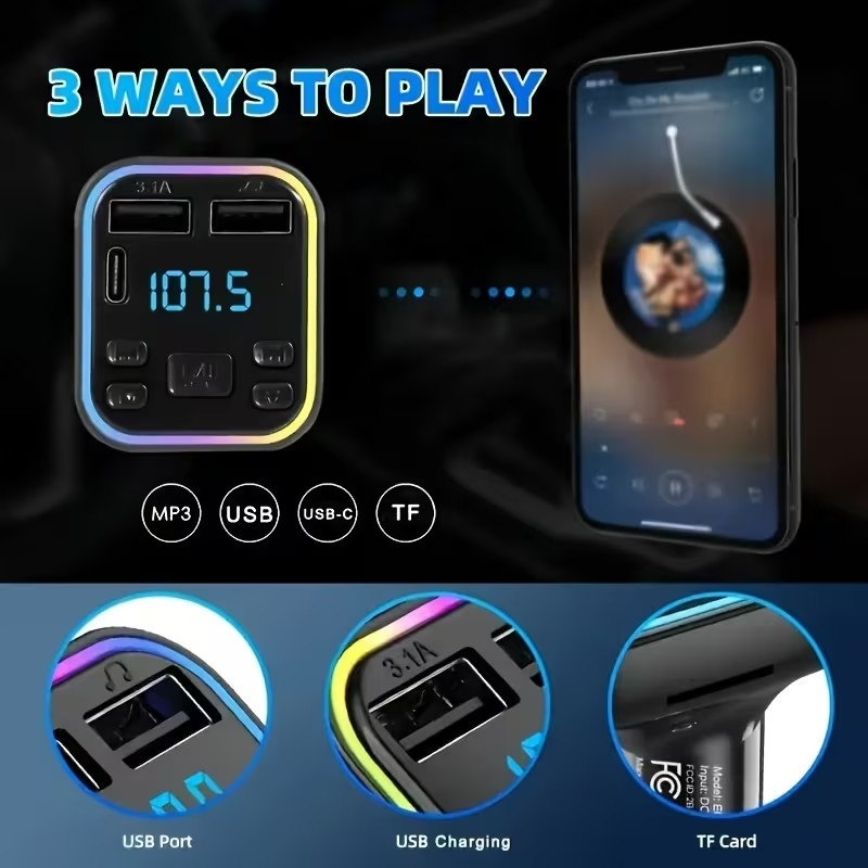 Cargador para Auto con Bluetooth, FM y Carga Rápida – Música, Llamadas y Energía en un Solo Dispositivo