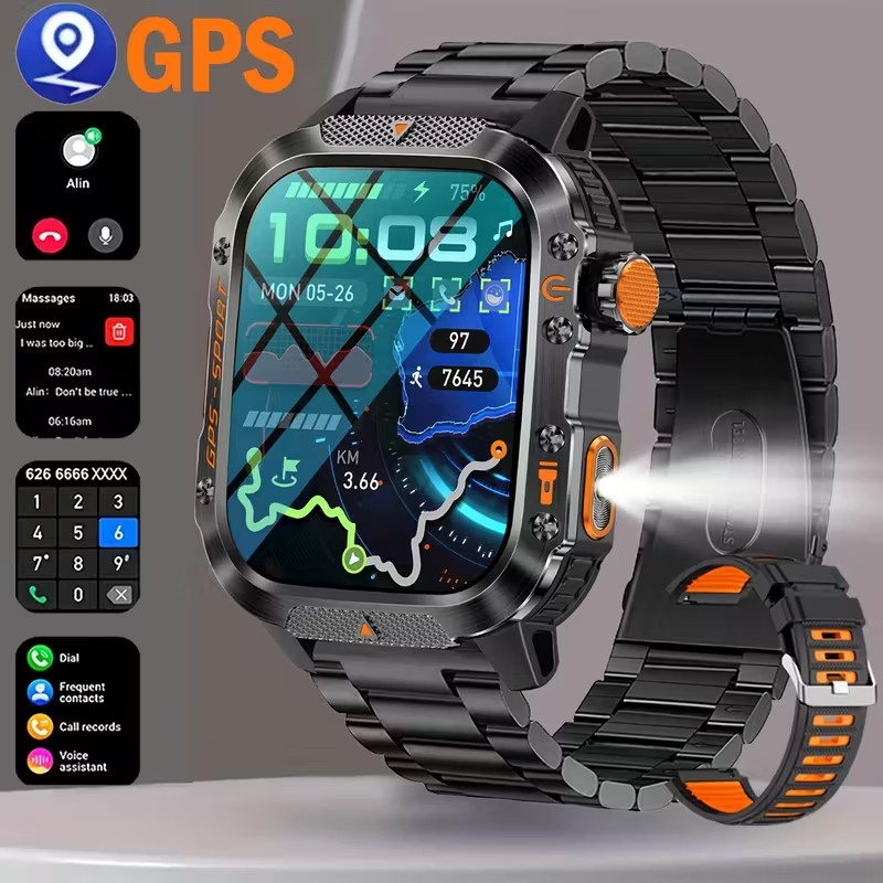 Reloj Inteligente Militar con GPS Real y Brújula – Outdoor 3ATM